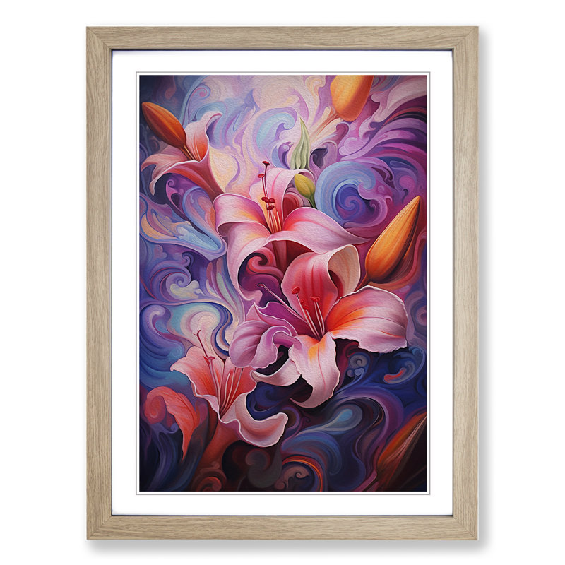 Floral Abstract No.2 - Framed Print, Oak Framed, 34cm H x 25cm W