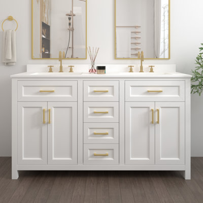 Chezkel 60'' Double Bathroom Vanity with Quartz Top