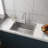 24In Silver Brushed Sink With Tall Stainless Steel Faucet - 4.33" Drain Head And Only