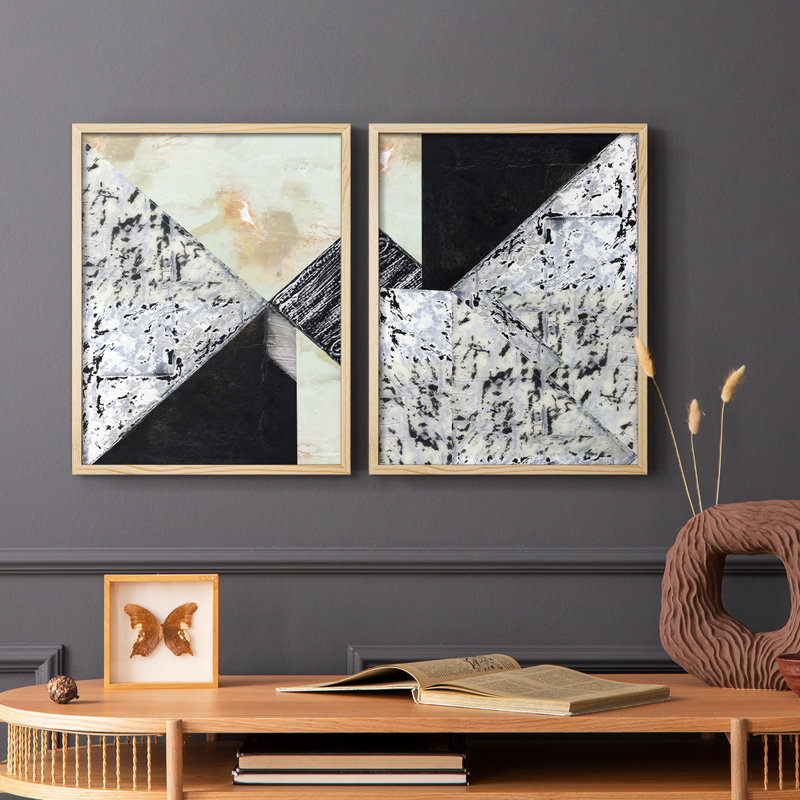 «Tiles & Texture Abstract Angles I», reproduction encadrée de qualité supérieure - prête à être accrochée - aucun clou requis - aucun clou requis
