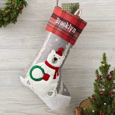 Christmas Tree Embroidered Needlepoint Stocking