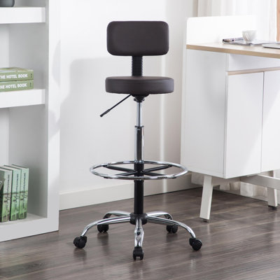 Dakotta Faux Leather Kneeling chair, Drafting Stool for Office, Studio, Adjustable Height Adjustable Rolling Stool