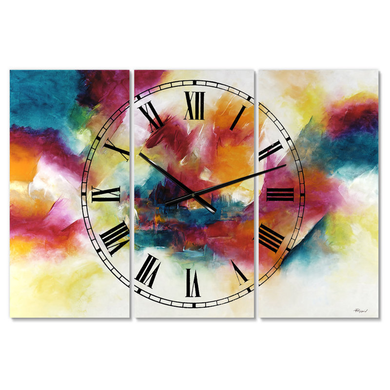 Horloge murale prenant 3 panneaux