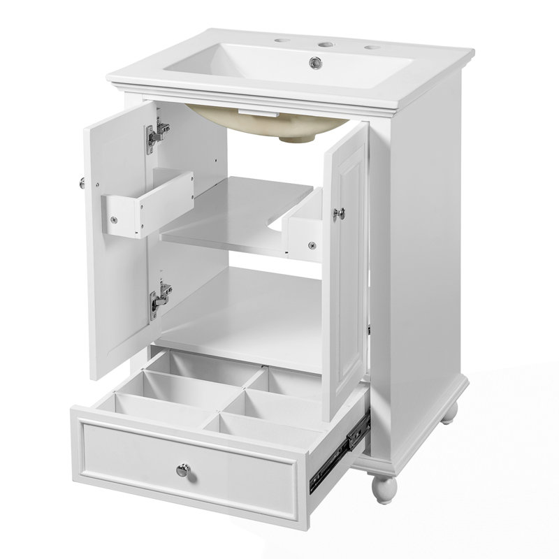Meuble-lavabo 24 po avec lavabo en céramique, Blanc