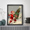 Art mural rétro noir avec père Noël et arbre de Noël, impressions de style rétro