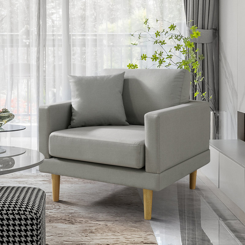 Fauteuil de 34 po de large Murnie, Mélange de polyester gris clair
