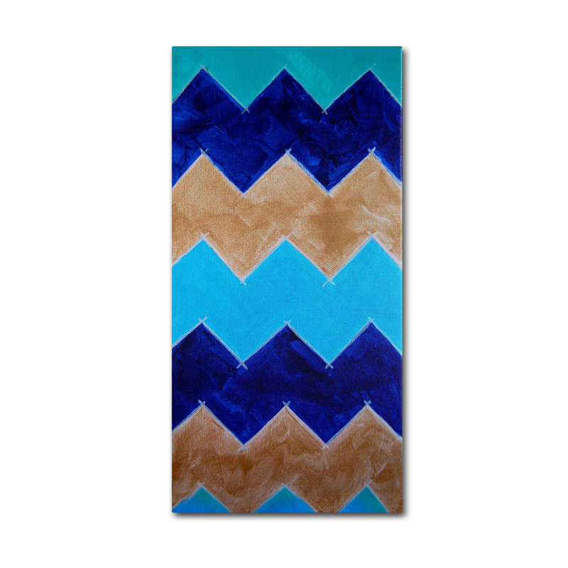 Blue and Gold Chevron Abstract Canvas Art