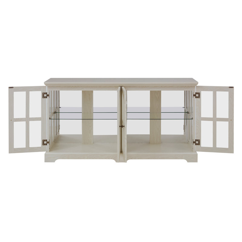 Vitrine à DEL à vitrine antique avec portes en verre et tablettes réglables pour objets de collection, Blanc