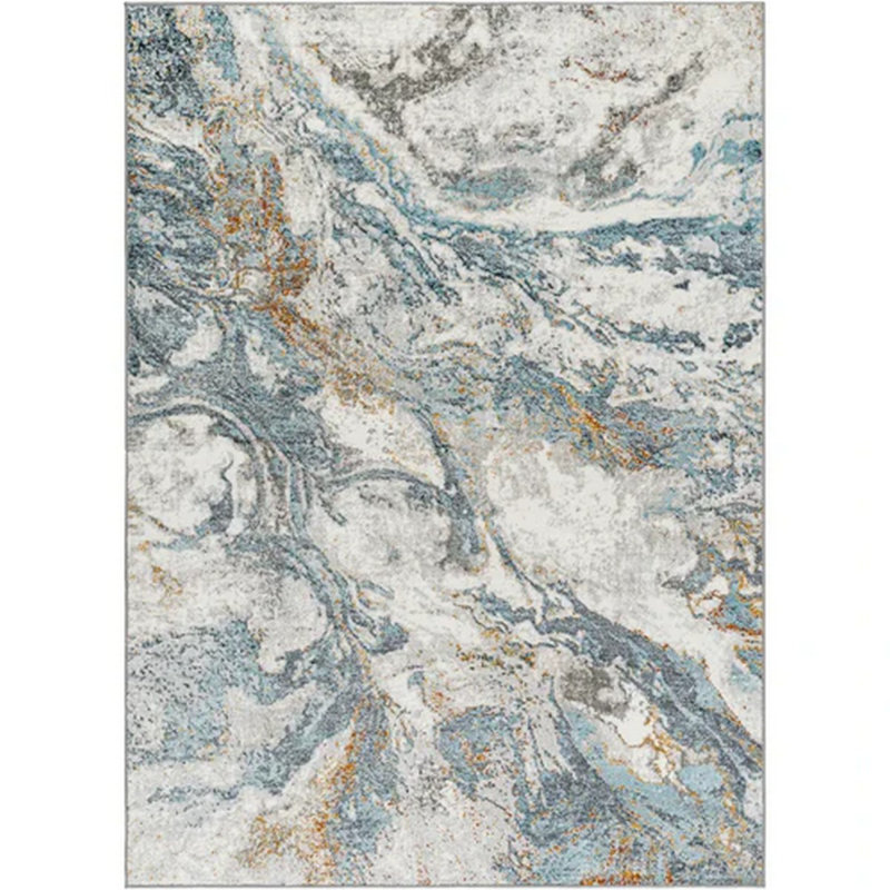 Blue Modern Rug, Abstract Easy to Clean Rug For Living Room, Dining Room, Bedroom, Kitchen, Rectangle 160 x 213 cm