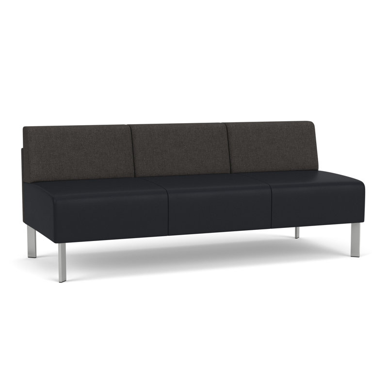 Canapé sans accoudoirs Luxe Lounge, Acier argent, Fumée Archetype / noir Modena