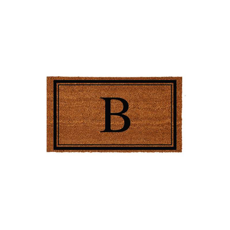 Tapis d'extérieur antidérapant en fibre de coco monogramme 28 "x 16" Niarcos, B