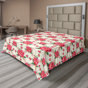 Corail foncé / motif floral vert laurier