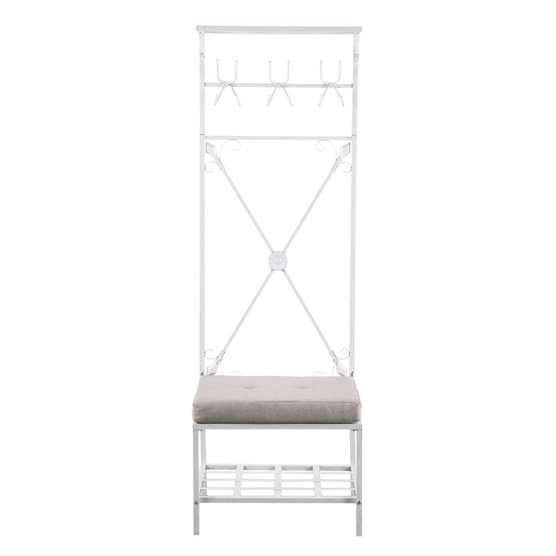 Banc pour hall d'entrée avec rangement Dovanti - blanc vieilli