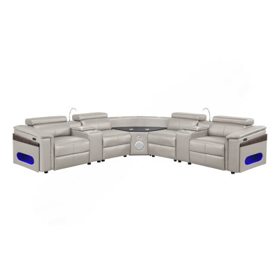 Canapé modulaire Nova avec 1 console (réfrigérateur), coin avec haut-parleur Bluetooth, armoire à vin à DEL et à levage