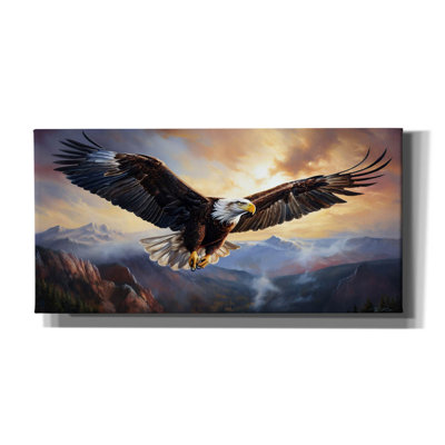 Millwood Pines 'Eagle Flying 1' by Momart Canvas Wall Art, 24" x 12"