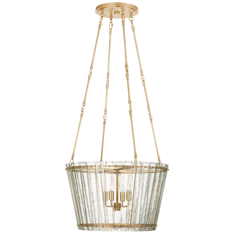 Carrier and Company Cadence Small Tall Chandelier, Hand-Rubbed Antique Brass, 15" H x 23.5" W x 23.5" D