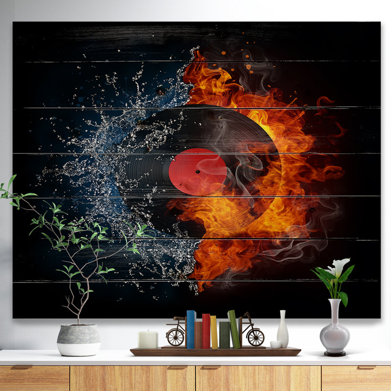 Corwin Abstract Record Abstract - impression d'art graphique, H 30 po x l 40 po x P 1,5 po, Bois