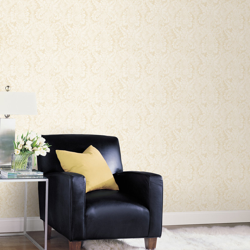Garretson 10m x 52.8cm Satin Wallpaper Roll, Yellow