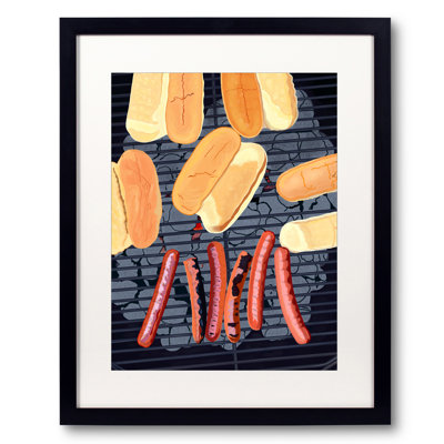 Six Hot Dogs on the Grill Graphic Art
