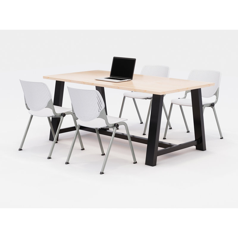 Ensemble de table de réunion et de chaises Midtown, H 30 po x L 72 po x P 36 po, Érable, Blanc