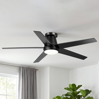 Ventilateur de plafond encastré intelligent à intensité variable de 52 po avec 3 lumières à DEL CCT, APP et télécommande, pales en bois à double face, moteur à courant continu réversible à 6 vitesses et minuterie
