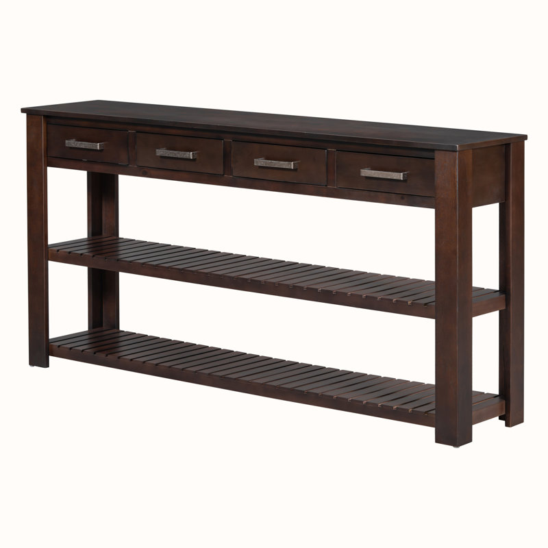 Élégante console d'entrée avec 4 tiroirs et 2 tablettes, Brun