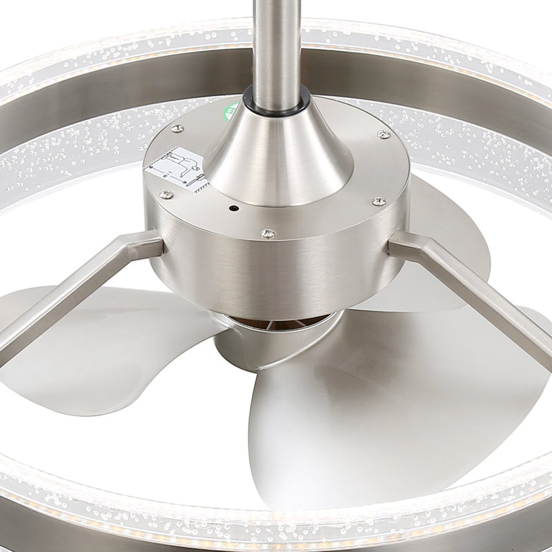 20'' Modern Nickel Drum Ceiling Fan With Light Kit And Remote Control
