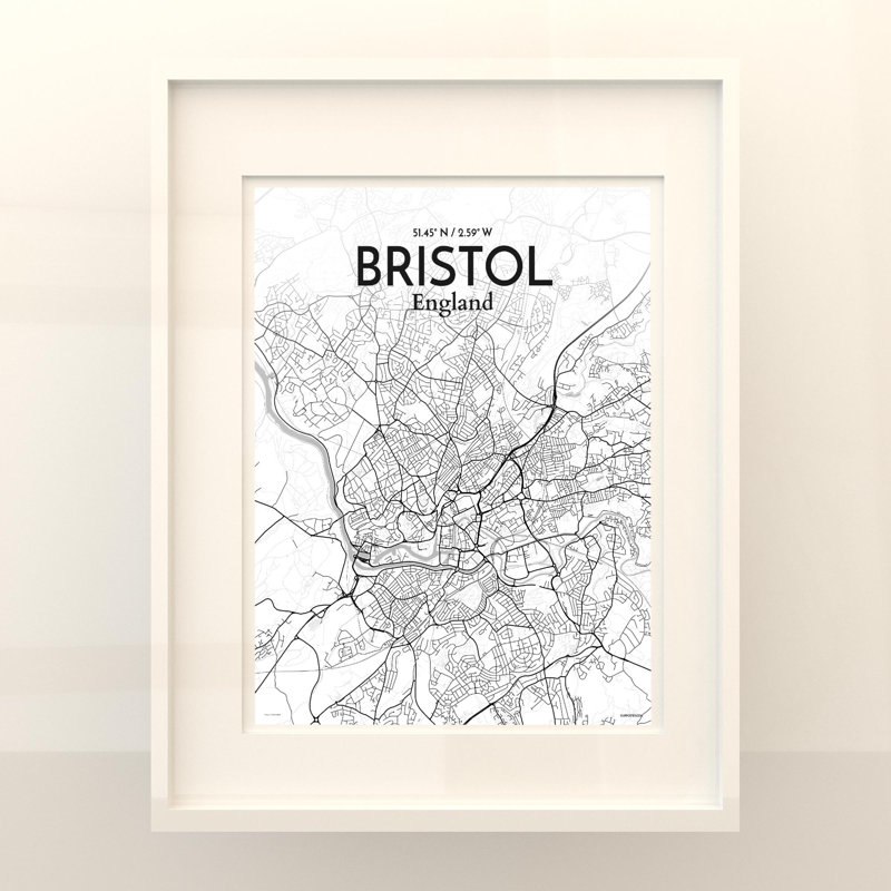 Bristol City Map In Tones - No Frame Print, 20cm H x 16cm W x 0.05cm D