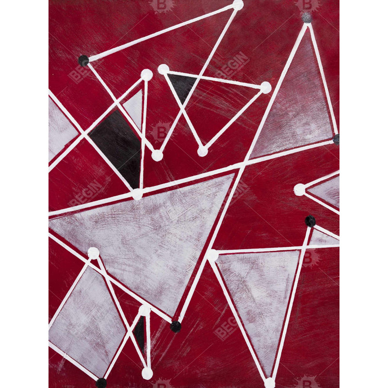 Polyester Sateen Duvet Cover, Twin Duvet, Brown White Triangles On Red Background