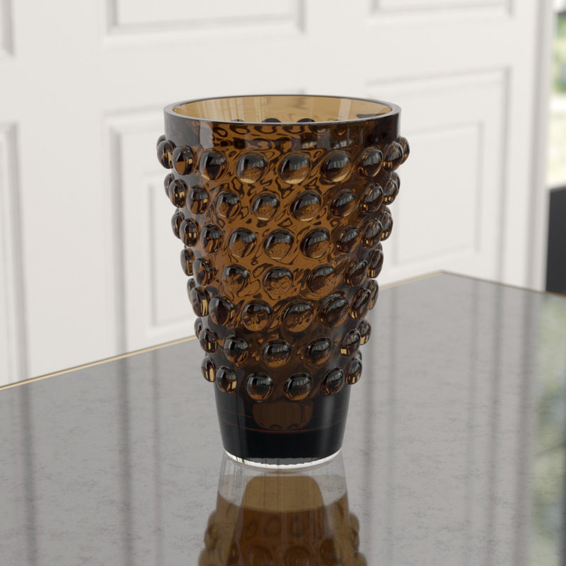 Bubble Vase, Amber, 11.75" H x 8.75" W x 8.75" D