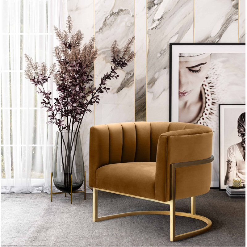 Velvet Barrel Chair, Brown