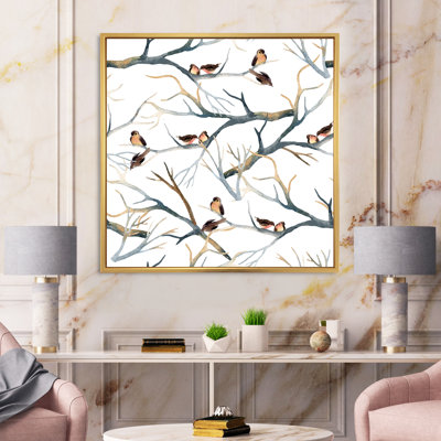 «Little Birds on the Tree Branches I», peinture sur toile