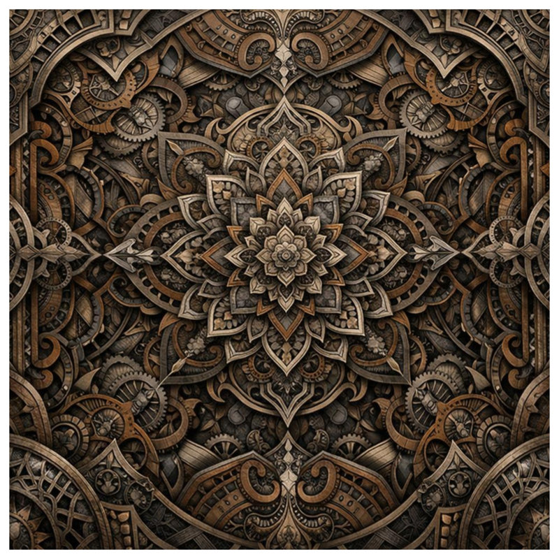 Coussins Intricate Steampunk Mandala, 20 x 20 inches