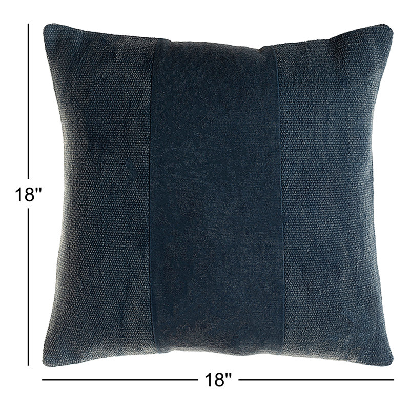 Dunbar Cotton Throw Pillow, Poly Fill, 18" x 18", Navy