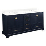 Quen 72" Freestanding Double Basin Vanity Set with Cabinet, Vanity Top, and Oval Undermount Sinks