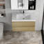 Meuble-lavabo flottant, armoire en chêne naturel avec comptoir en résine et tiroir de rangement fonctionnel de 36 po, espace spacieux