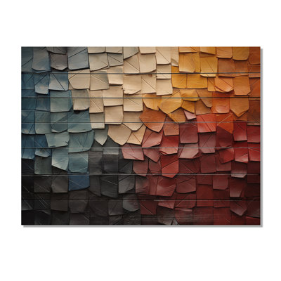 Forêt rouge, collage de bois III sur bois