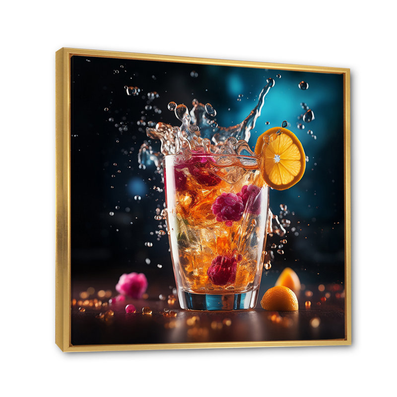 Spiried Beverage I sur impression sur toile, H 16 po x l 16 po x P 1 po, Cadre flottant doré
