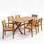 Ensemble de salle à manger 7 pièces en bois d'acacia avec table extensible et 6 chaises, teck