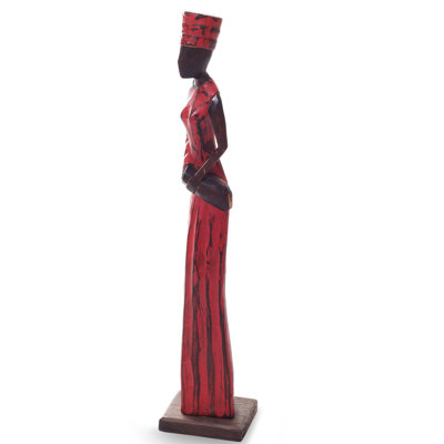Statue en bois lady de commerçant Croton