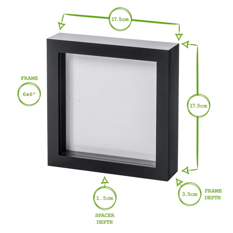 Nicola Spring - 3D Box Photo Frames - 6" x 6" - White