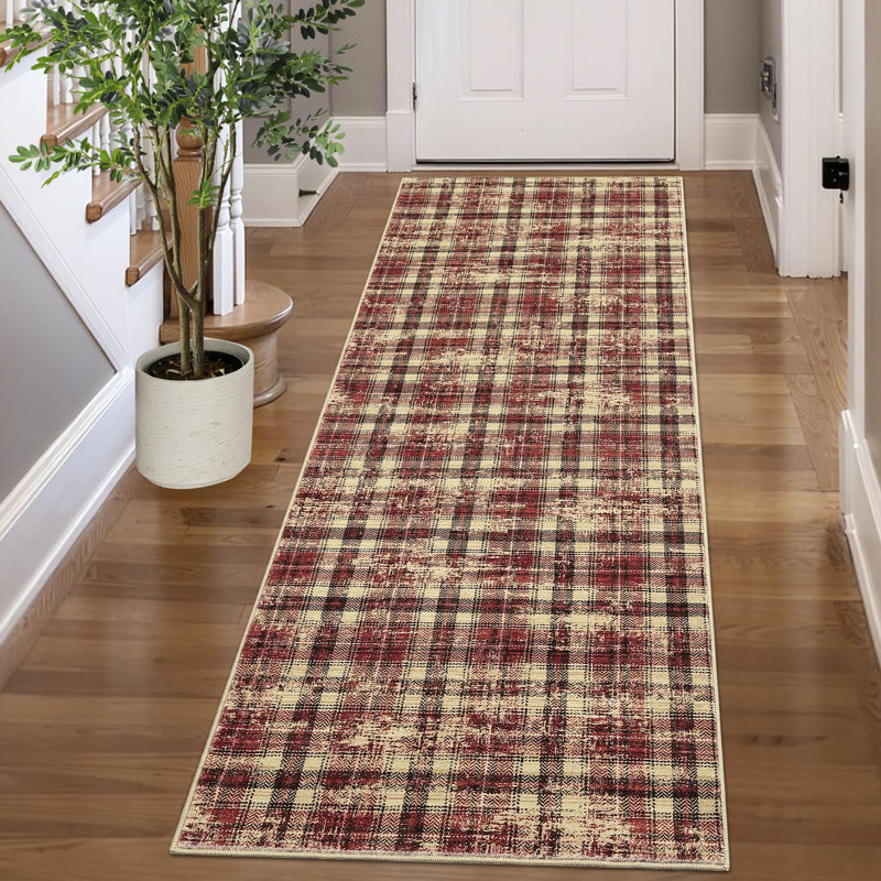 Rectangle Striped Area Rug, Red, 80*150cm
