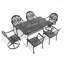 7-Piece All-Weather Cast Aluminum Dining Set Include 2 Swivel Chairs 4 Dining Chairs And Rectangular Table With Black Frame