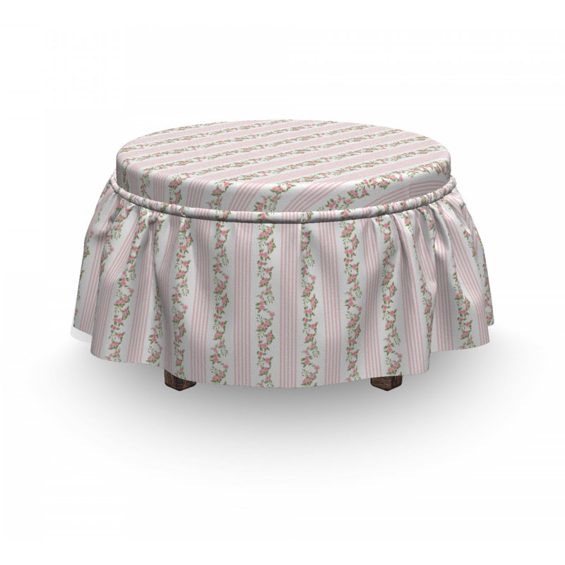 Housse pour repose-pieds flore et rayures