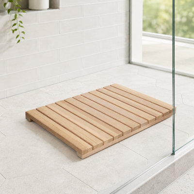 Cedar Wood Shower Mat with Non Slip Rubber Feet