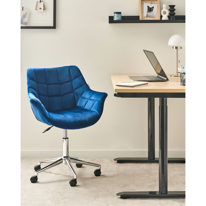 Velvet Office Chair, Navy Blue