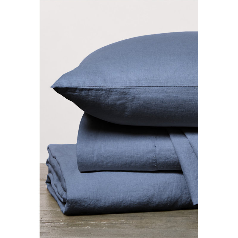 Harbor Blue Organic Cotton Percale Full Sheet Set