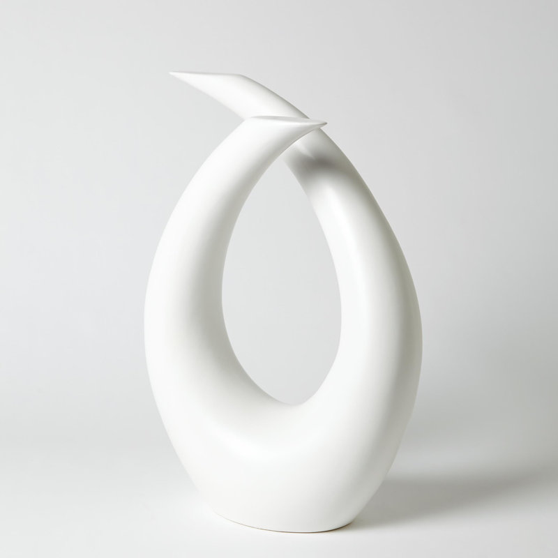 Matte White Ceramic Abstract Loop Sculpture