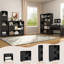 Bibliothèque moderne 70 "avec 2 bacs réglables, bibliothèque en bois pour appartement de bureau, noir-1501465112-1501465115