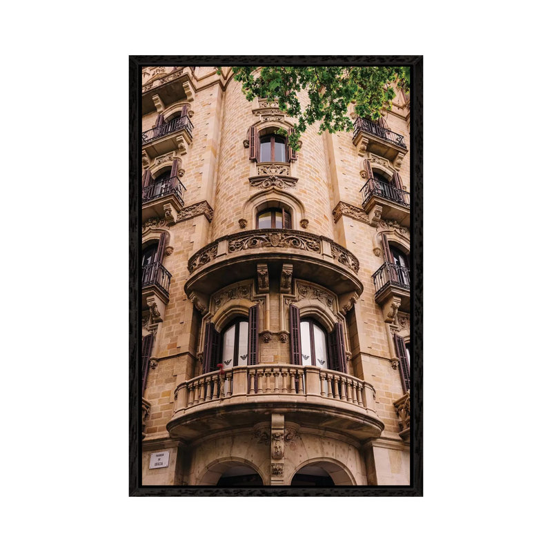 Barcelona Architecture II by Bethany Young - Print on Canvas, 66.04cm H x 45.72cm W x 3.81cm D, Black Framed